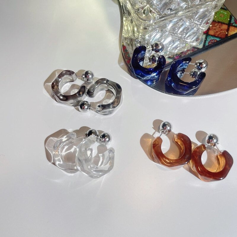 Transparente geometrische Creolen aus Acryl