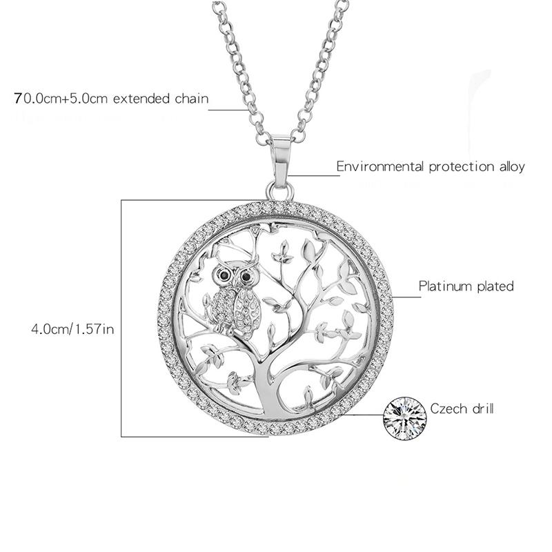 Halskette mit Lebensbaum- und Eulenanhänger