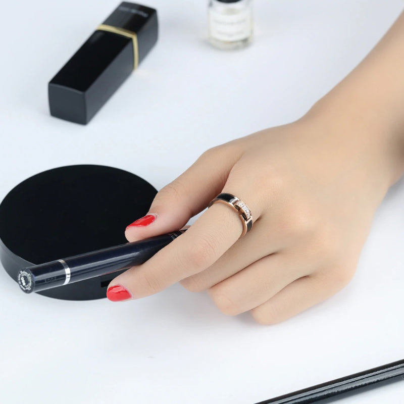 Trendy Fashion Edelstahl Zirkonia Ringe