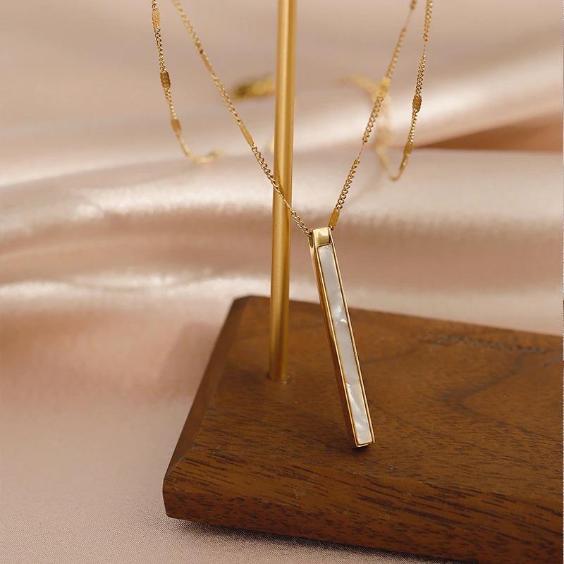 Trendy Fashion gehobene luxuriöse Halsketten mit vertikalem Muschel-Anhänger in mehreren Stilen