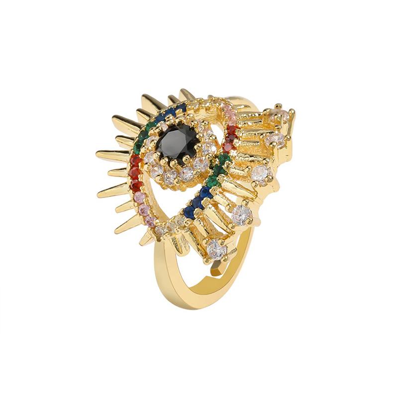Trendy Hippie-Ringe mit bunten Strasssteinen und Glücksaugen
