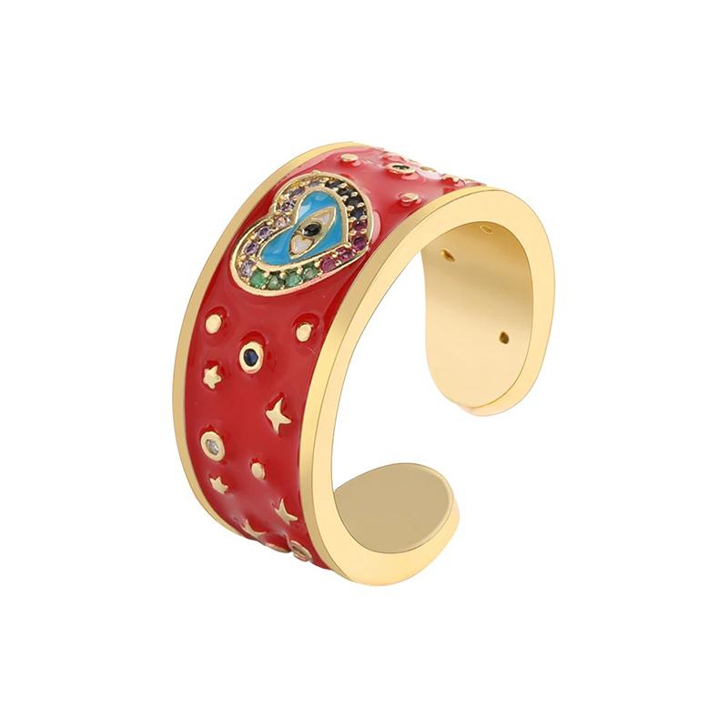 Trendy Hippie-Ringe mit bunten Strasssteinen und Glücksaugen