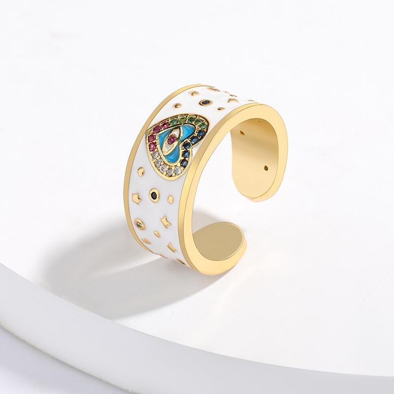 Trendy Hippie-Ringe mit bunten Strasssteinen und Glücksaugen