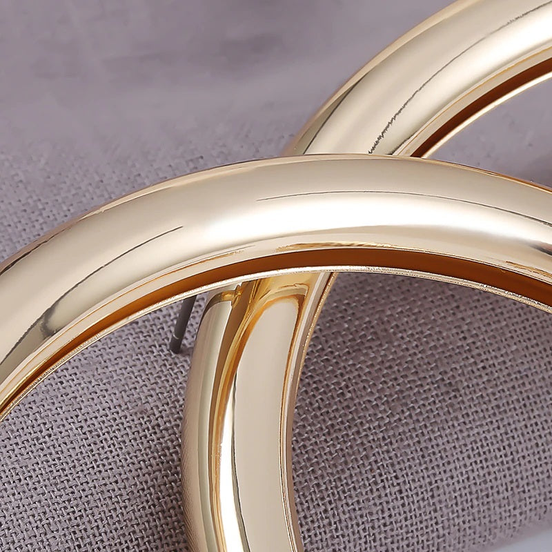 Trendy übergroße offene runde dicke Metall-Tropfenohrringe