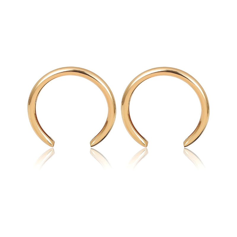 Trendy übergroße offene runde dicke Metall-Tropfenohrringe