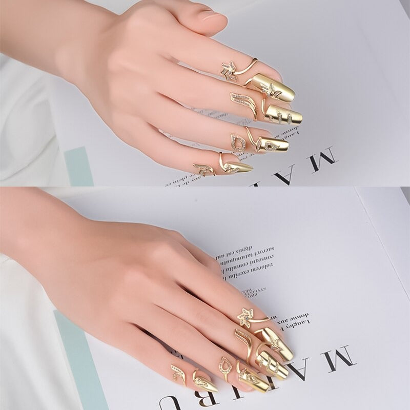 Trendy Strass akzentuiert Fingernagel Schutzhülle Schmuck Ringe