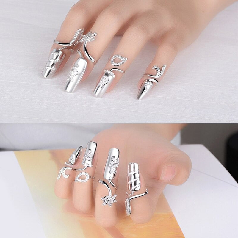 Trendy Strass akzentuiert Fingernagel Schutzhülle Schmuck Ringe
