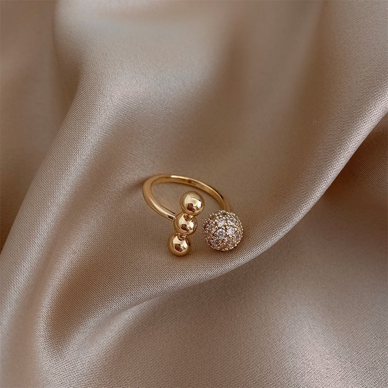 Trendy Style Zirkon verzierte verstellbare offene Ringe