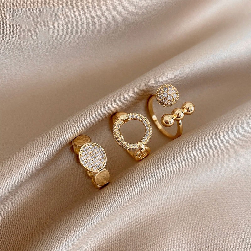 Trendy Style Zirkon verzierte verstellbare offene Ringe