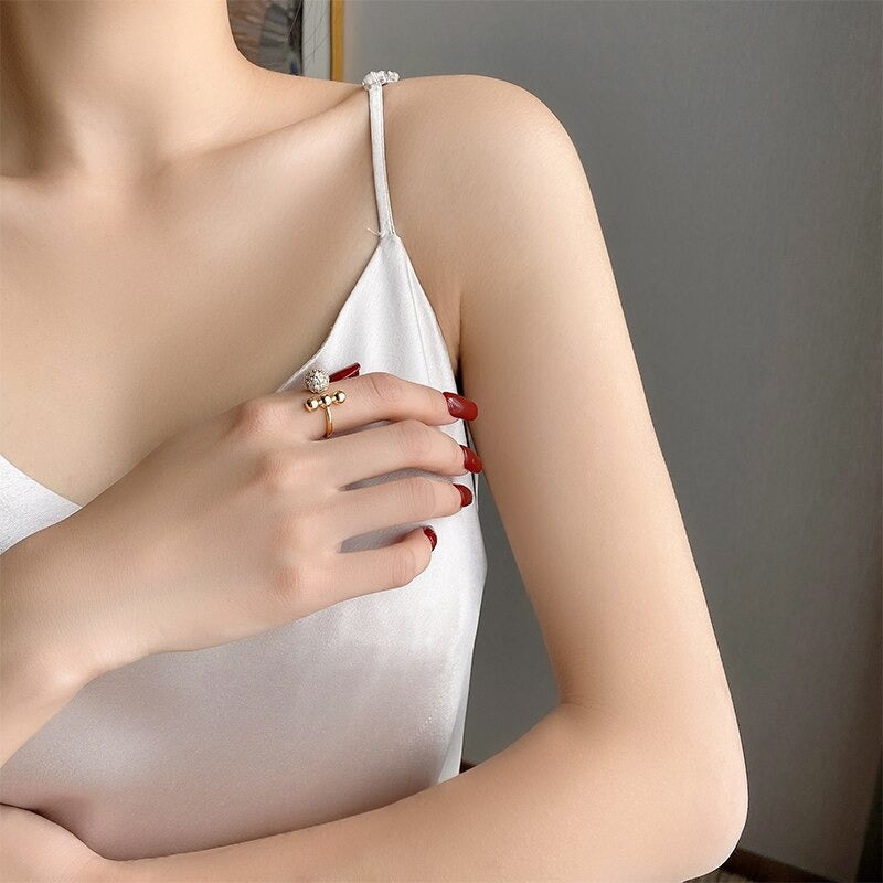 Trendy Style Zirkon verzierte verstellbare offene Ringe