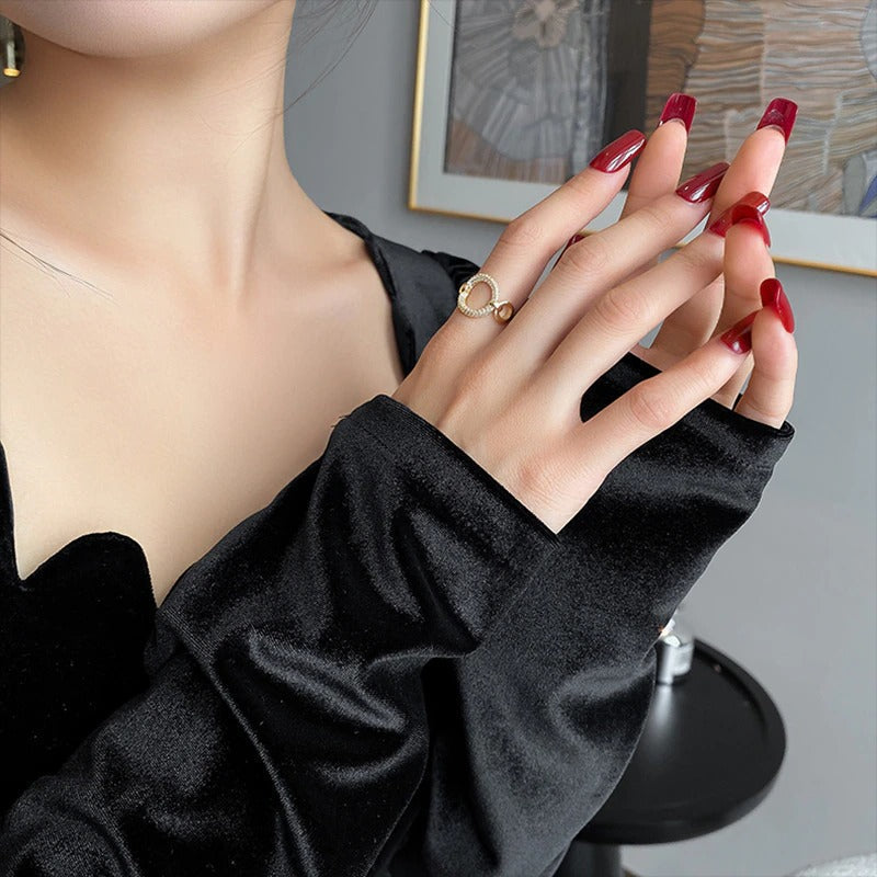 Trendy Style Zirkon verzierte verstellbare offene Ringe