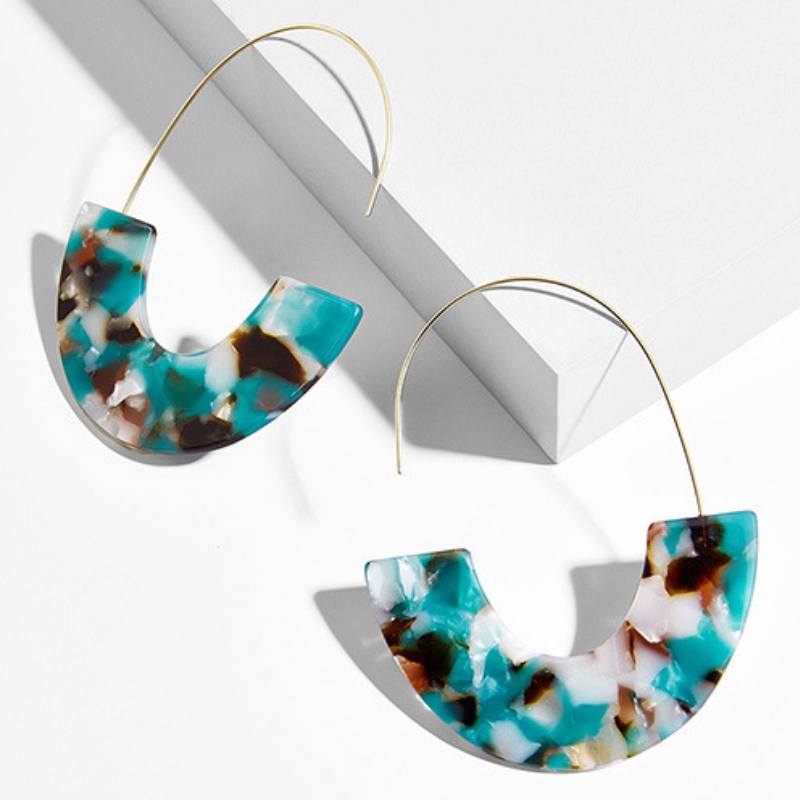 U-förmige Marmor-Tropfenohrringe