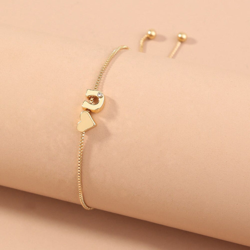 Personalisierte Liebesherz-Anfangsbuchstaben-Armbänder von A-Z