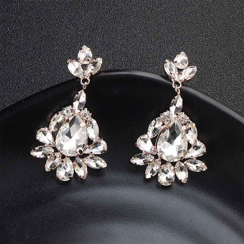 Ultra funkelnde lange Tropfen-Ohrringe mit Strasssteinen für die Braut