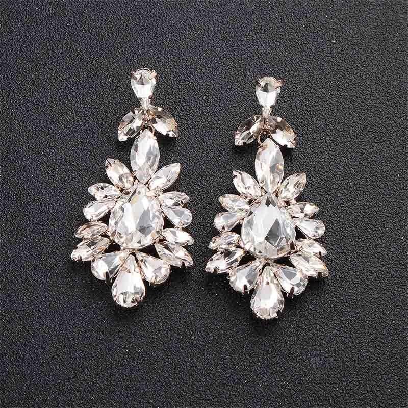 Ultra funkelnde lange Tropfen-Ohrringe mit Strasssteinen für die Braut