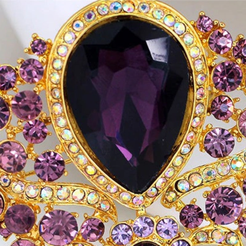 Ultra funkelnde Broschennadeln mit floralen Strasssteinen und Wassertropfen