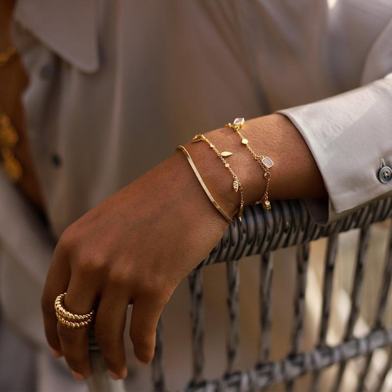 Ultradünne Gliederkette mit Kreuzanhänger, verstellbare mehrlagige Armbänder