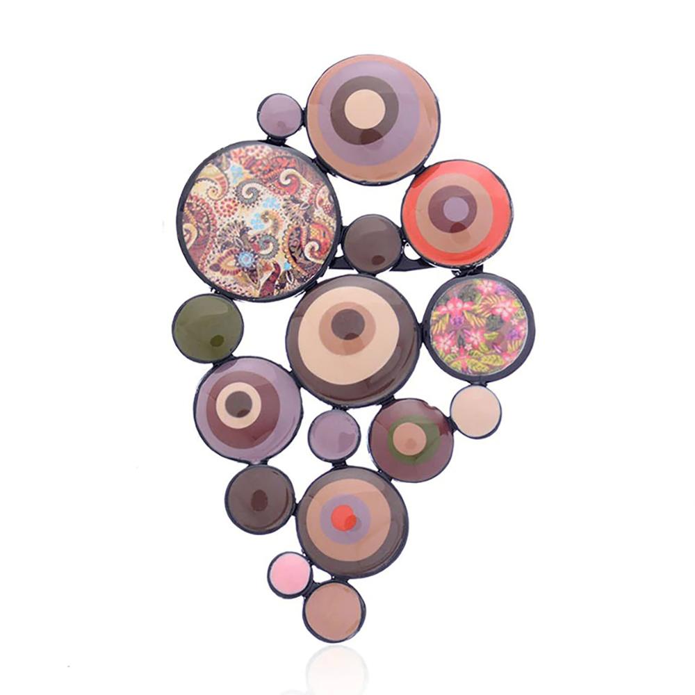 Einzigartige runde geometrische Broschennadeln aus Emaille