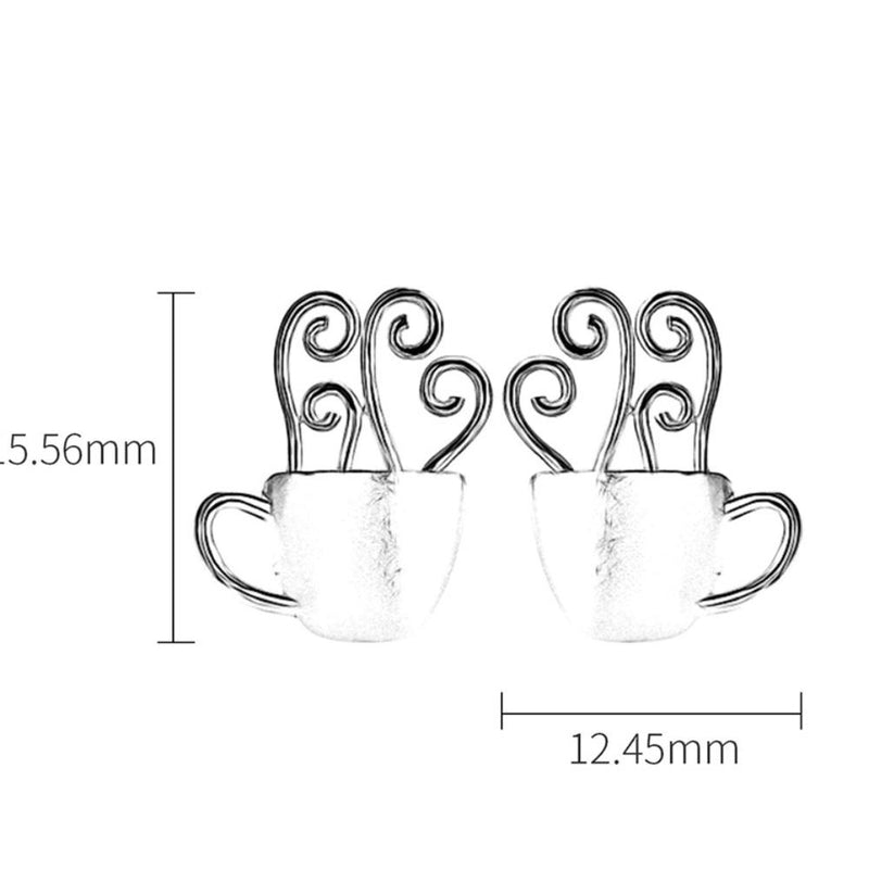 Einzigartige dampfend heiße Kaffee-Ohrringe aus Sterlingsilber