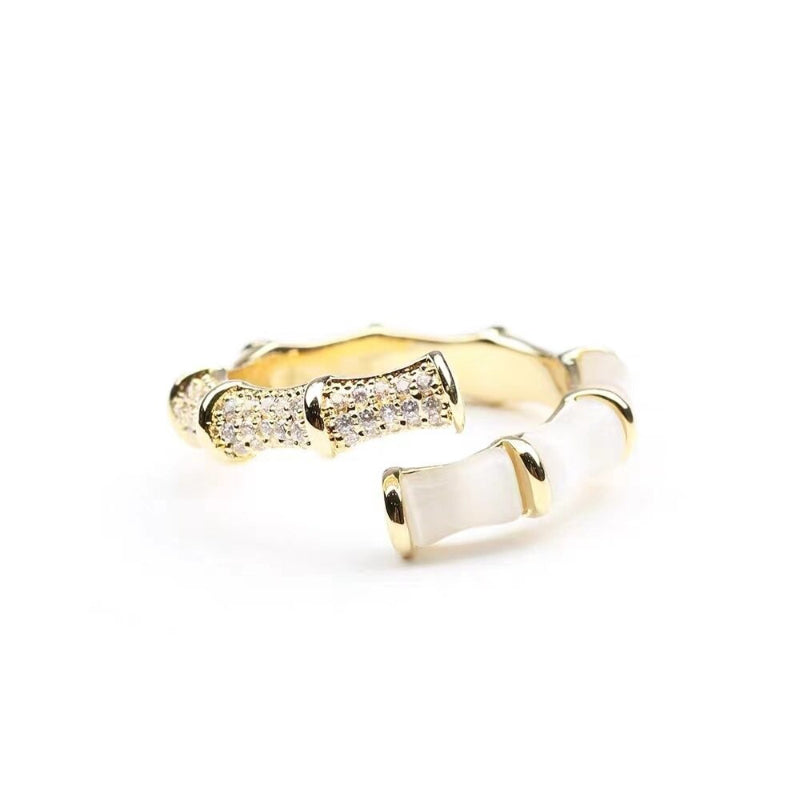 Lebendige Luxus-Opal-Bambus-Form, verstellbare offene Ringe