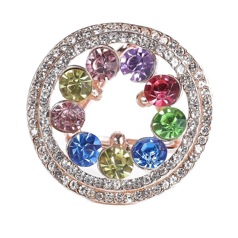 Leuchtender Schalschnallenring mit Strasssteinen und Perlen