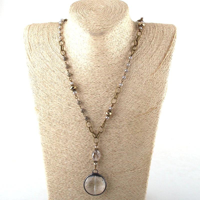 Vintage Halsketten mit Anhänger aus klarem Glas