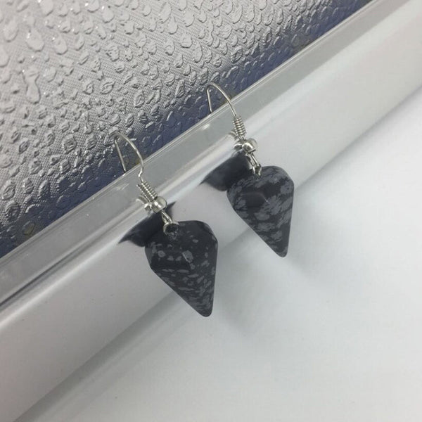 Vintage Mode Kegel Form Erde Stein Baumeln Ohrringe