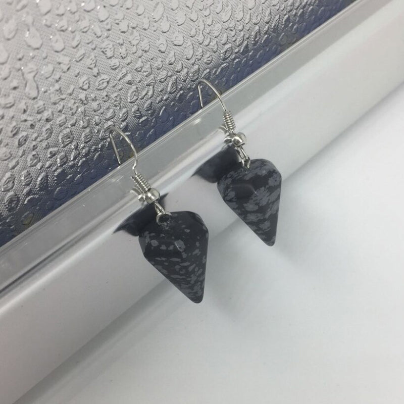 Vintage Mode Kegel Form Erde Stein Baumeln Ohrringe