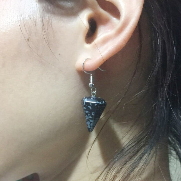 Vintage Mode Kegel Form Erde Stein Baumeln Ohrringe