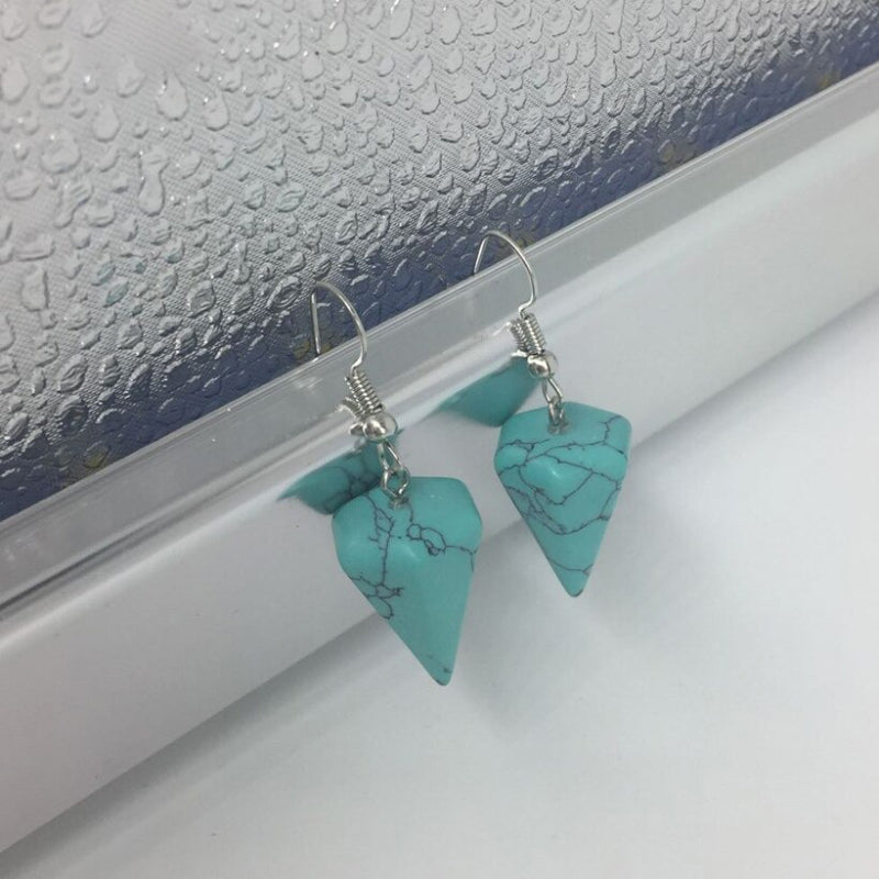 Vintage Mode Kegel Form Erde Stein Baumeln Ohrringe