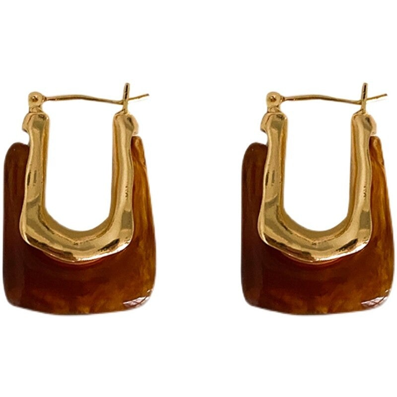 Geometrische Creolen in U-Form aus transparentem Acryl im Vintage-Stil