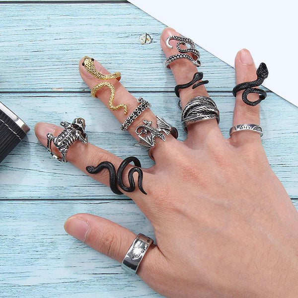 Vintage Gothic Schlangen- und Drachenringe Kollektion