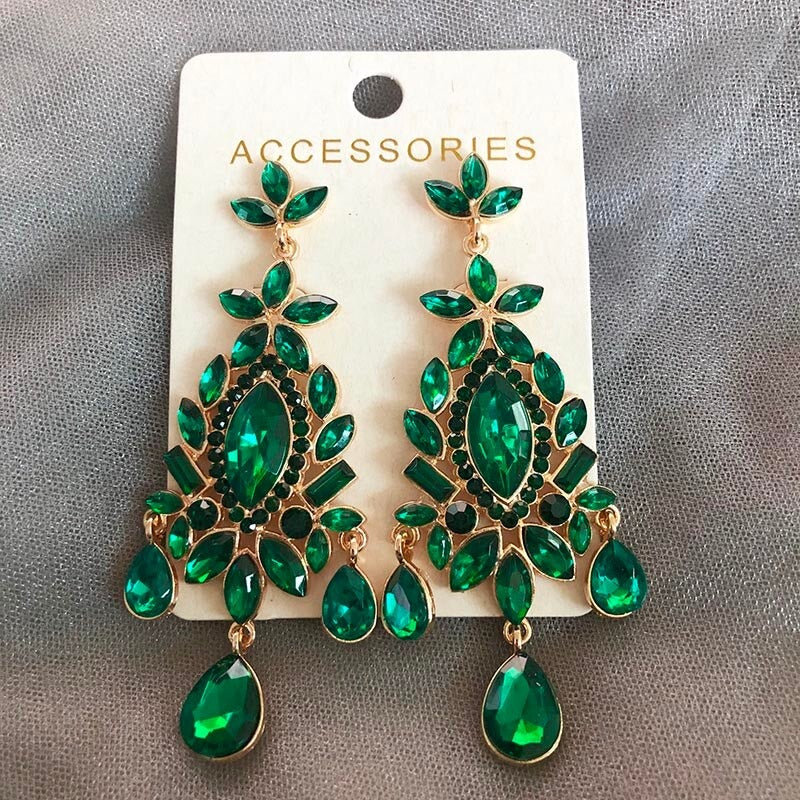 Vintage Hängende elegante handgemachte Strass Tropfen Ohrringe