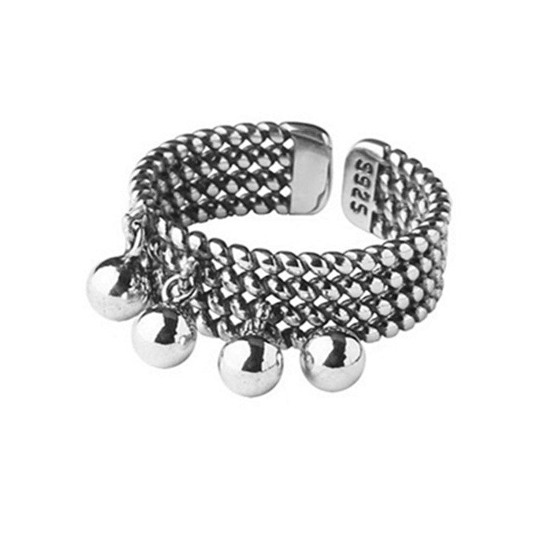 Vintage-inspirierte Sterling Silber Perlen baumeln größenveränderbare Ringe