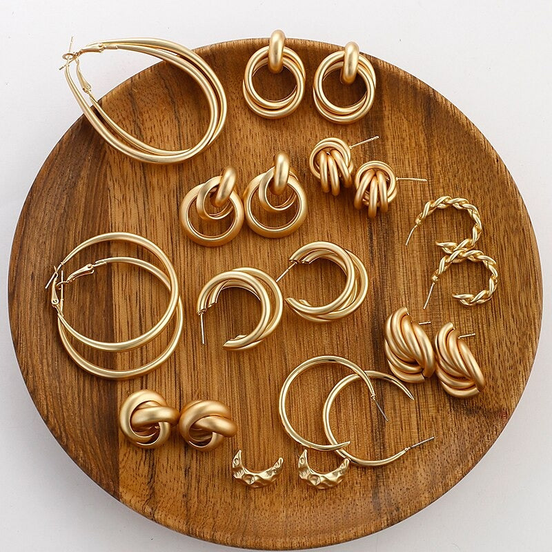 Vintage geknotete runde geometrische Statement-Ohrring-Kollektion