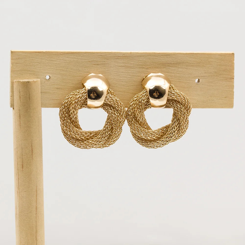 Vintage Metallic Twisted weben Runde Kreis Baumeln Ohrringe 2024 Neue Mode Hochzeit Party Drop Ohrringe für Frau Schmuck