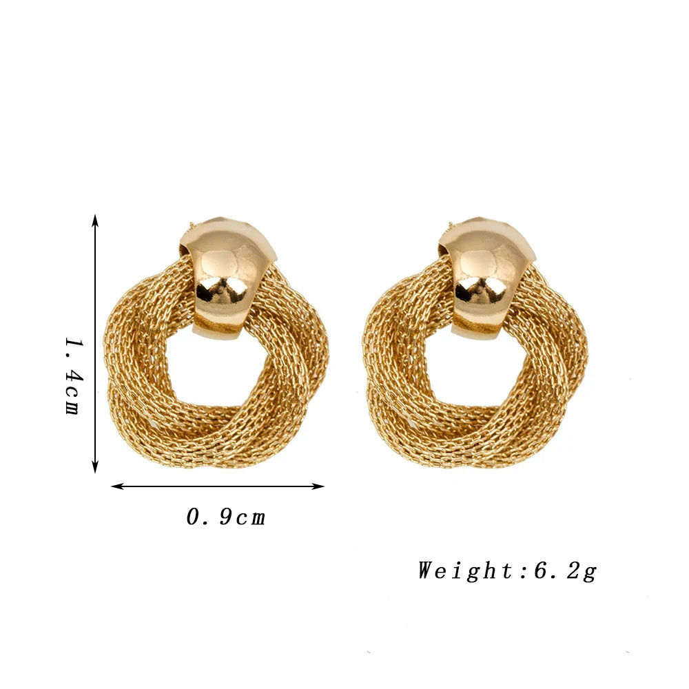 Vintage Metallic Twisted weben Runde Kreis Baumeln Ohrringe 2024 Neue Mode Hochzeit Party Drop Ohrringe für Frau Schmuck