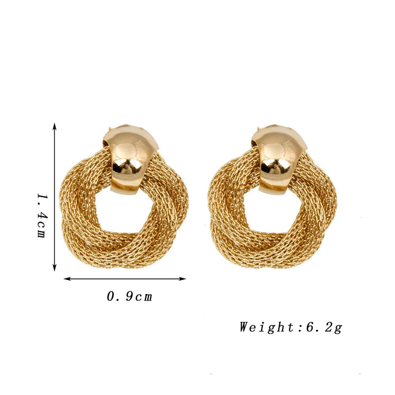 Vintage Metallic Twisted weben Runde Kreis Baumeln Ohrringe 2024 Neue Mode Hochzeit Party Drop Ohrringe für Frau Schmuck