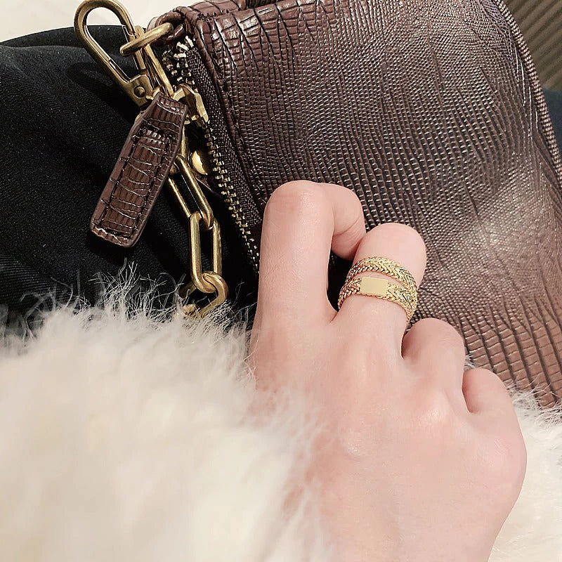 Minimalistische Schlangenkettenringe im Vintage-Stil mit doppelter Wicklung