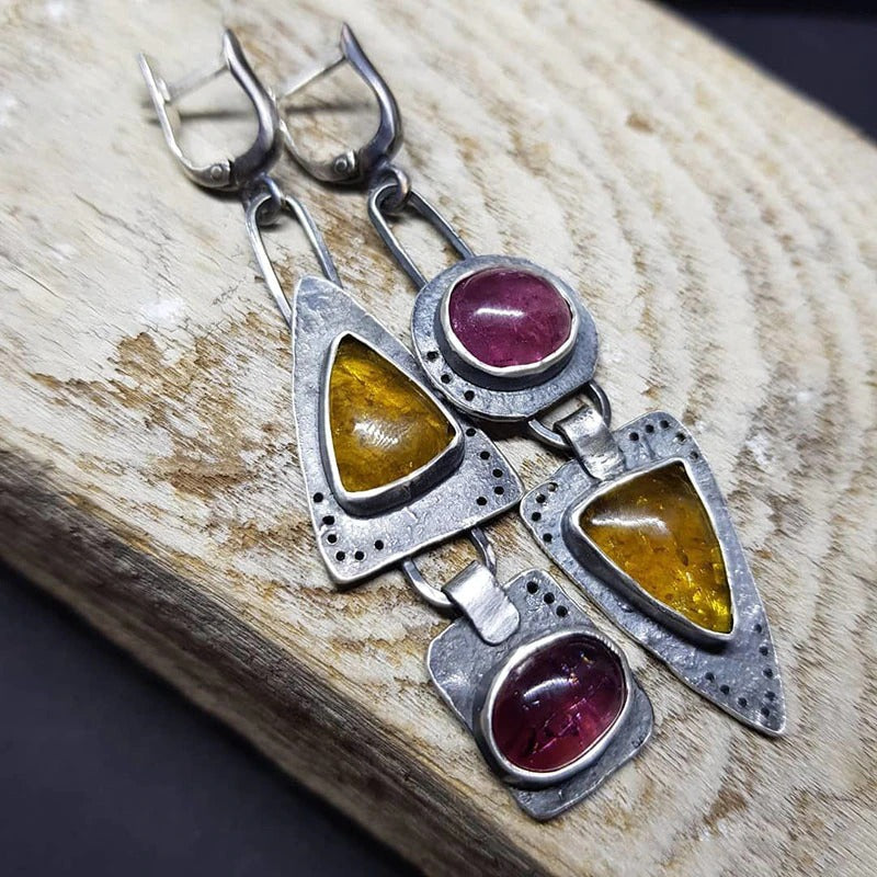 Übergroße geometrische Dreieck-Ohrringe aus Metall im Vintage-Stil