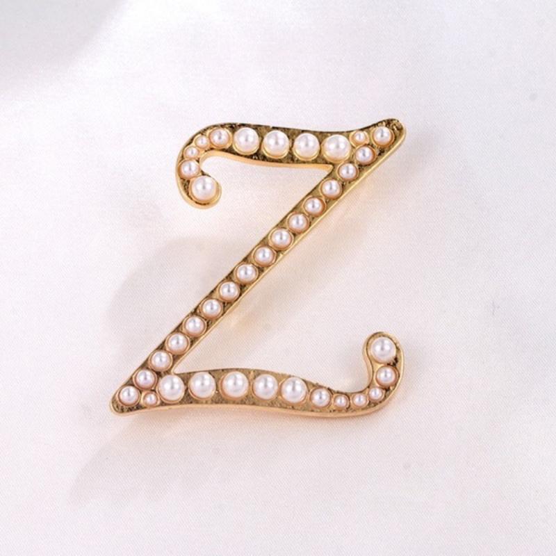 Vintage Perle eingebettet personalisierte A-Z Anfangsbuchstaben Brosche Pins