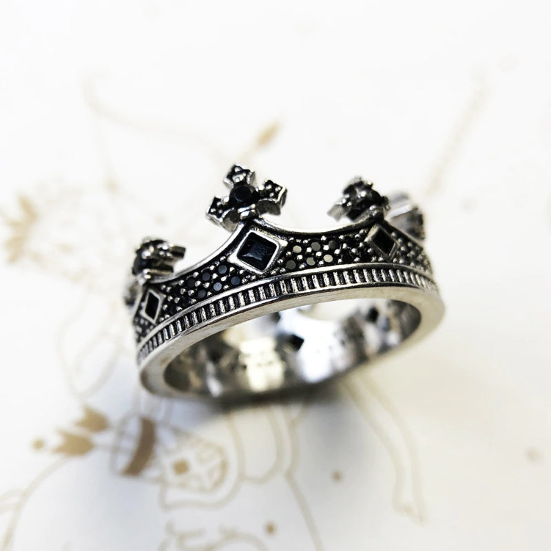 Vintage Prinzessin Königliche Krone Sterling Silber Ringe