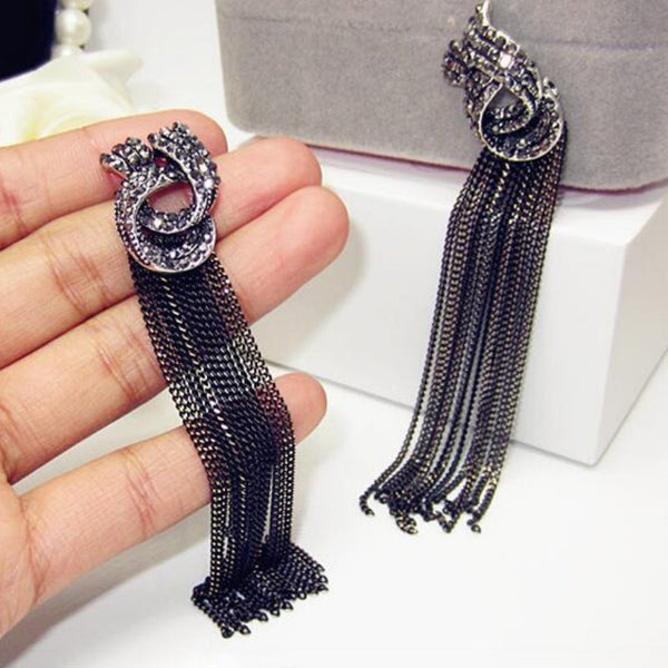 Vintage Strass Kette Quaste Lange Tropfen Ohrringe