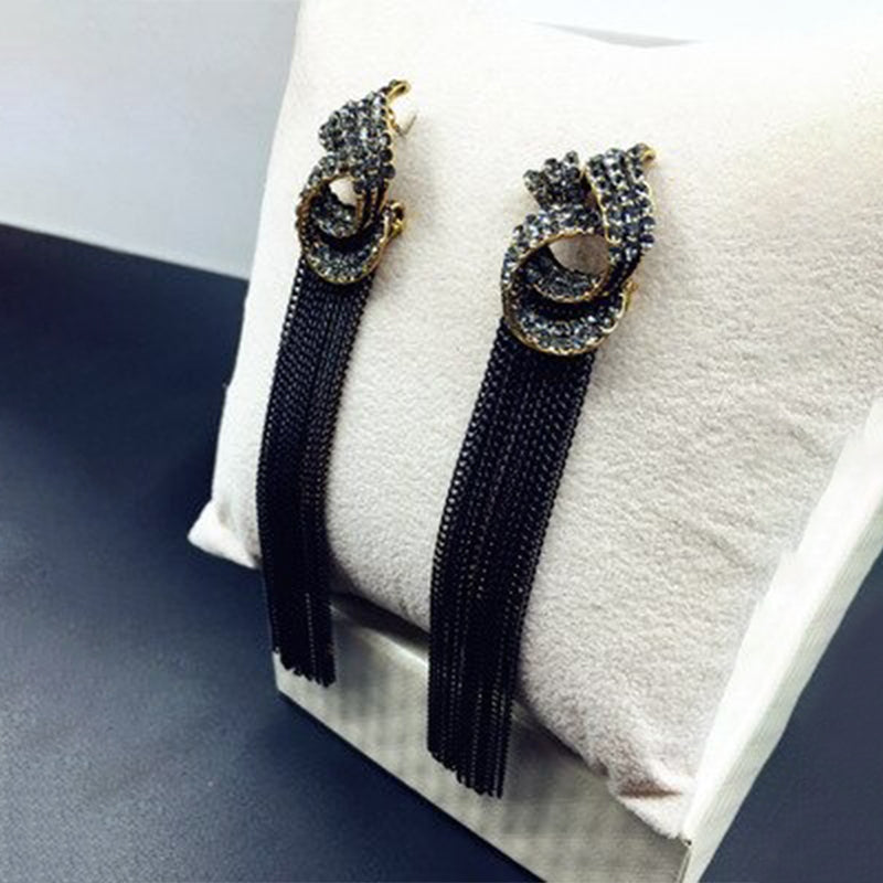 Vintage Strass Kette Quaste Lange Tropfen Ohrringe