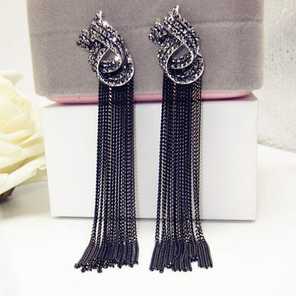 Vintage Strass Kette Quaste Lange Tropfen Ohrringe