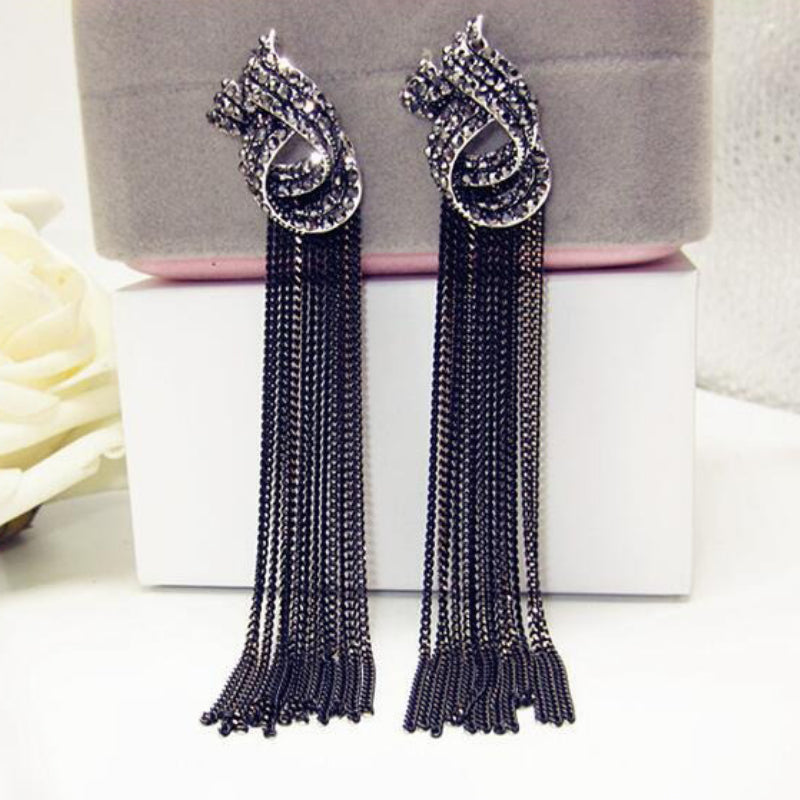 Vintage Strass Kette Quaste Lange Tropfen Ohrringe