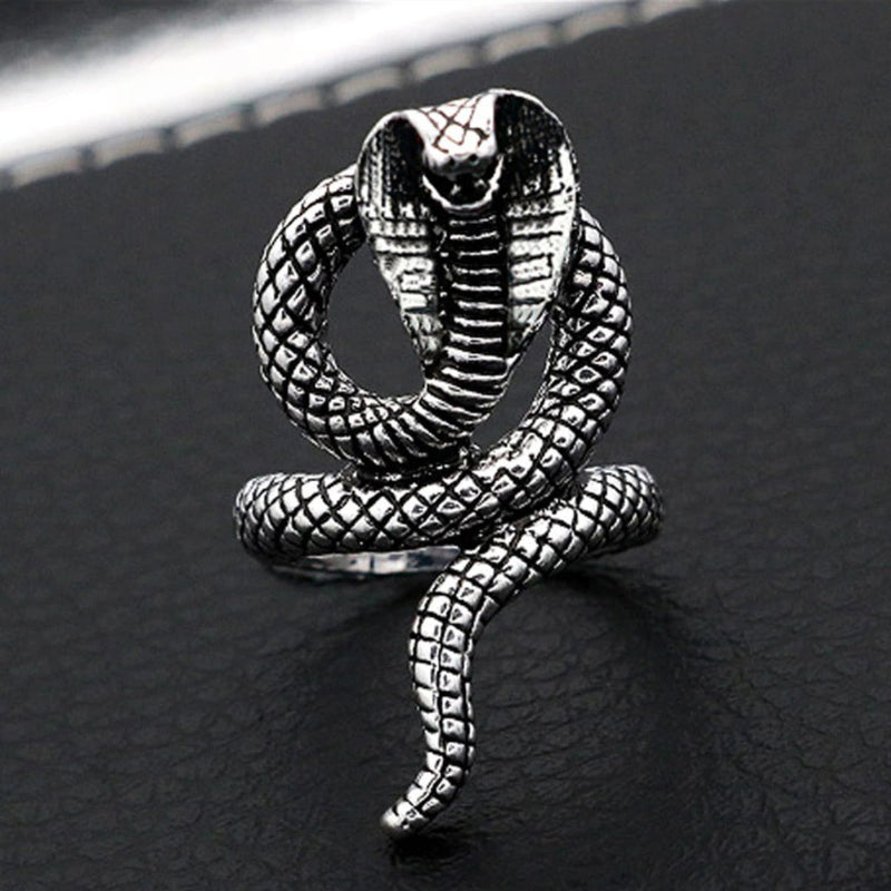 Versilberte Vintage Klapperschlangen verstellbare Gothic Ringe