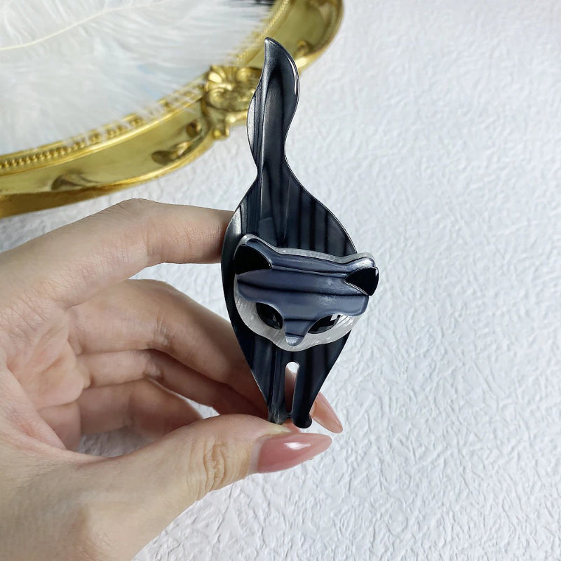 Handgemachte Katzenbrosche aus Acryl im Vintage-Stil