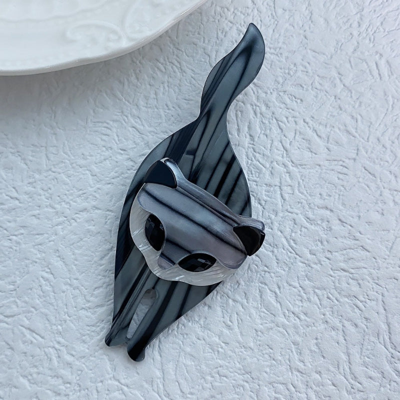 Handgemachte Katzenbrosche aus Acryl im Vintage-Stil