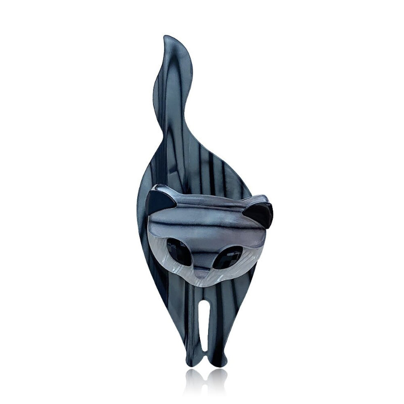 Handgemachte Katzenbrosche aus Acryl im Vintage-Stil